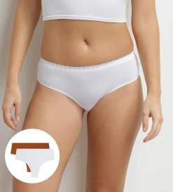 Lot de 2 tangas Body Touch en coton Dim blanc et terracotta