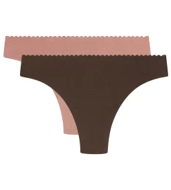 Lot de 2 tangas femme Marron et Rose Body Touch Easy