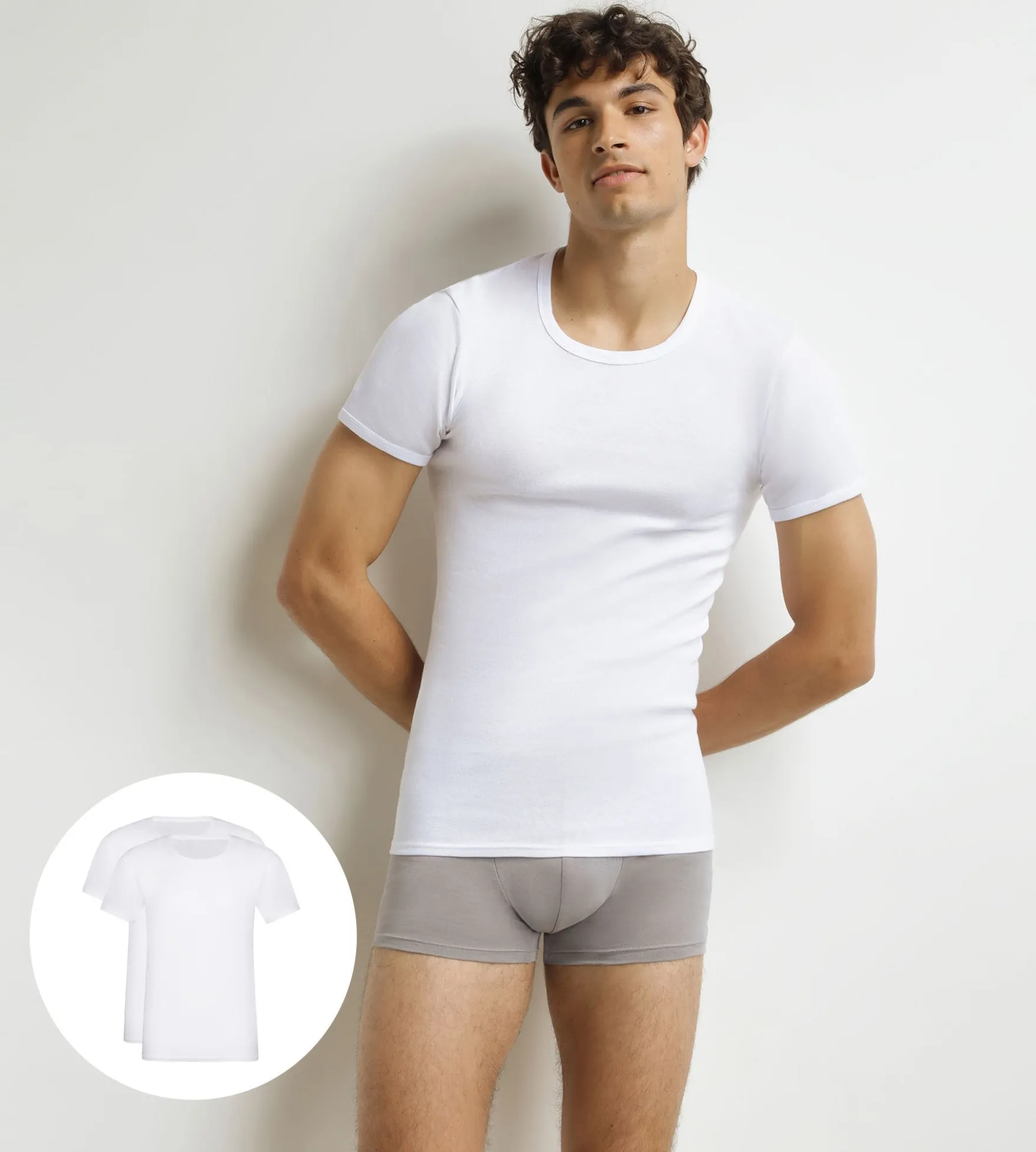 Lot de 2 t-shirts homme en coton Blanc à col rond EcoDim