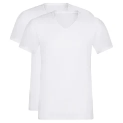 Lot de 2 t-shirts homme en coton blanc à col en V EcoDim