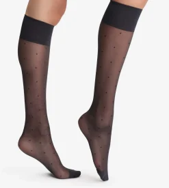 Mi-bas noir Effet plumetis 15D Madame So DIM