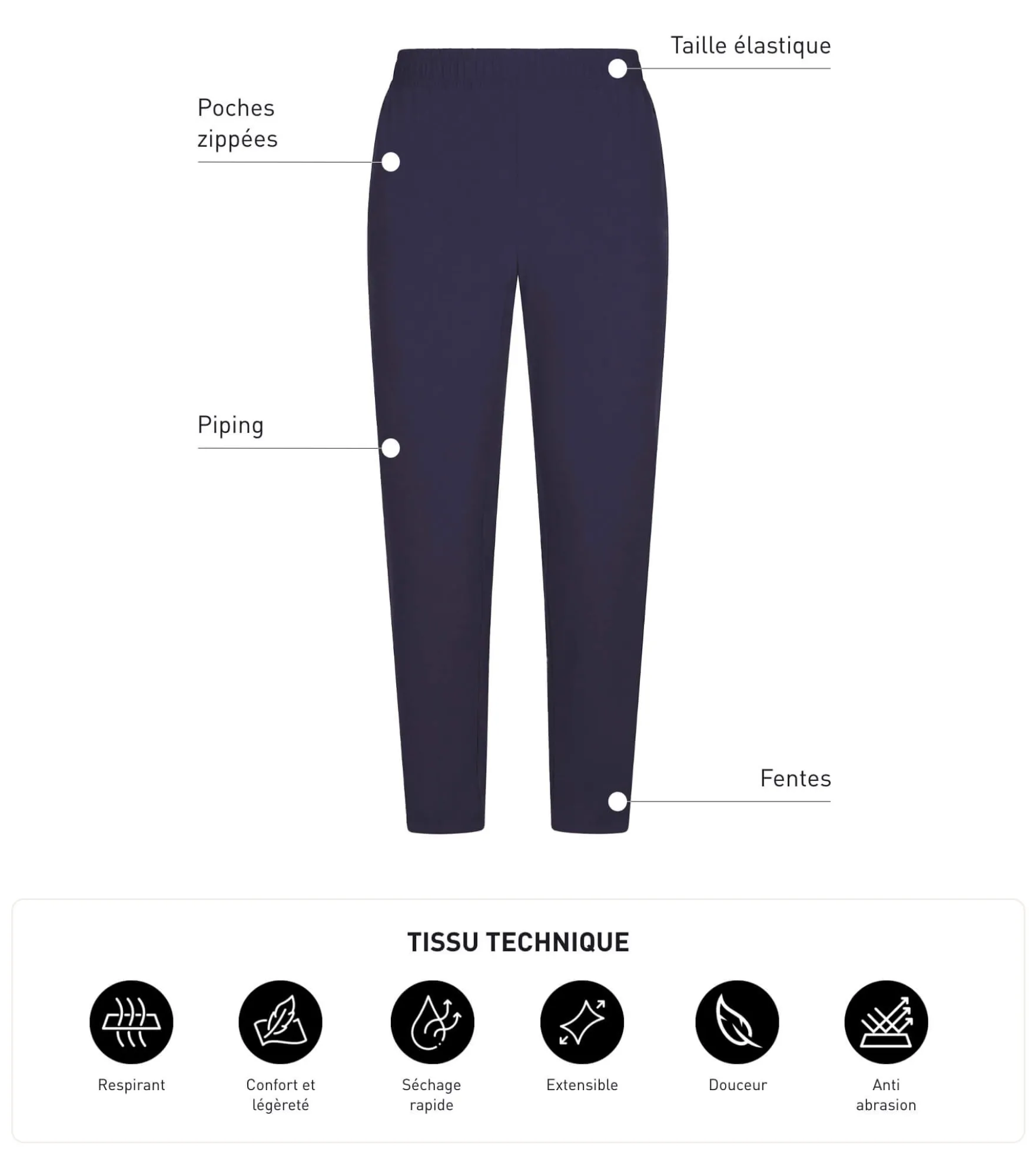 Pantalon de sport chino homme Bleu Nuit Dim Move