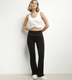 Pantalon de sport évasé pour femme en jersey stretch Noir Dim Move