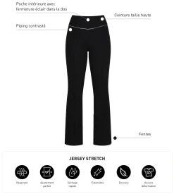 Pantalon de sport évasé pour femme en jersey stretch Noir Dim Move