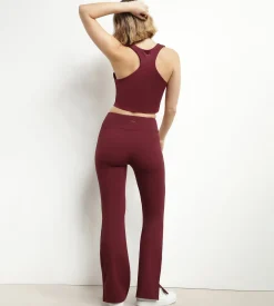 Pantalon de sport évasé pour femme en jersey souple Bordeaux Dim Move