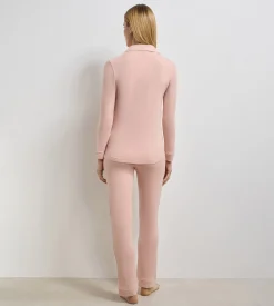 Pantalon droit en viscose élastique rose Soft Blush
