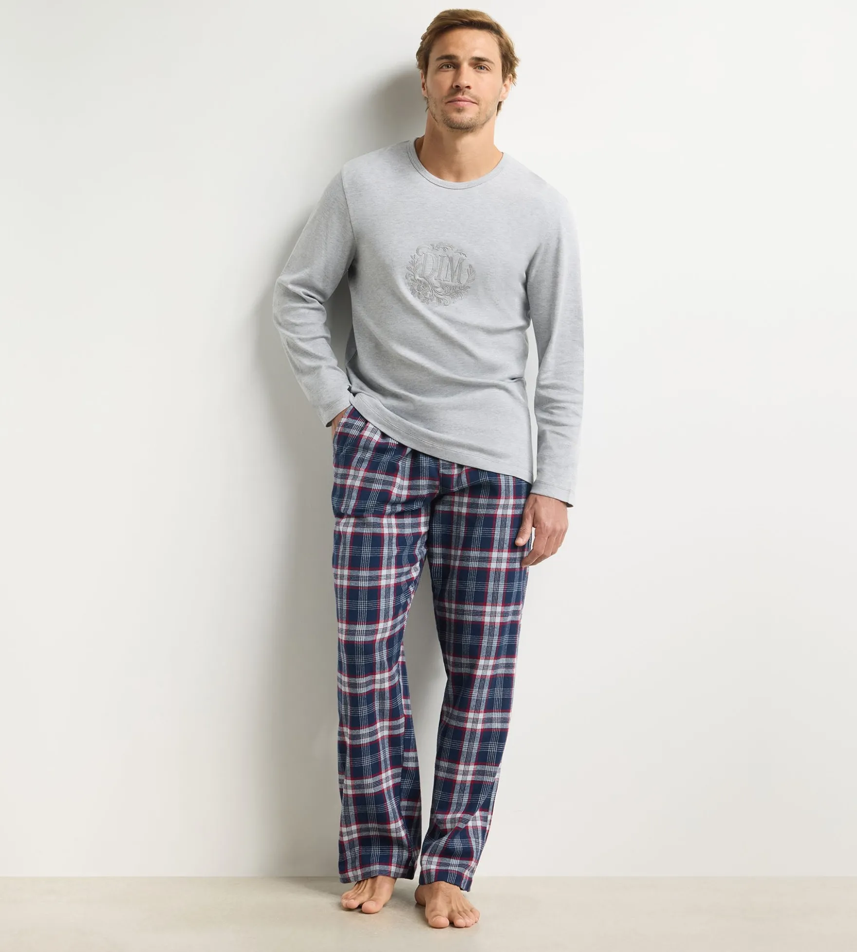 Pantalon long homme tartan bleu Dim Flannel