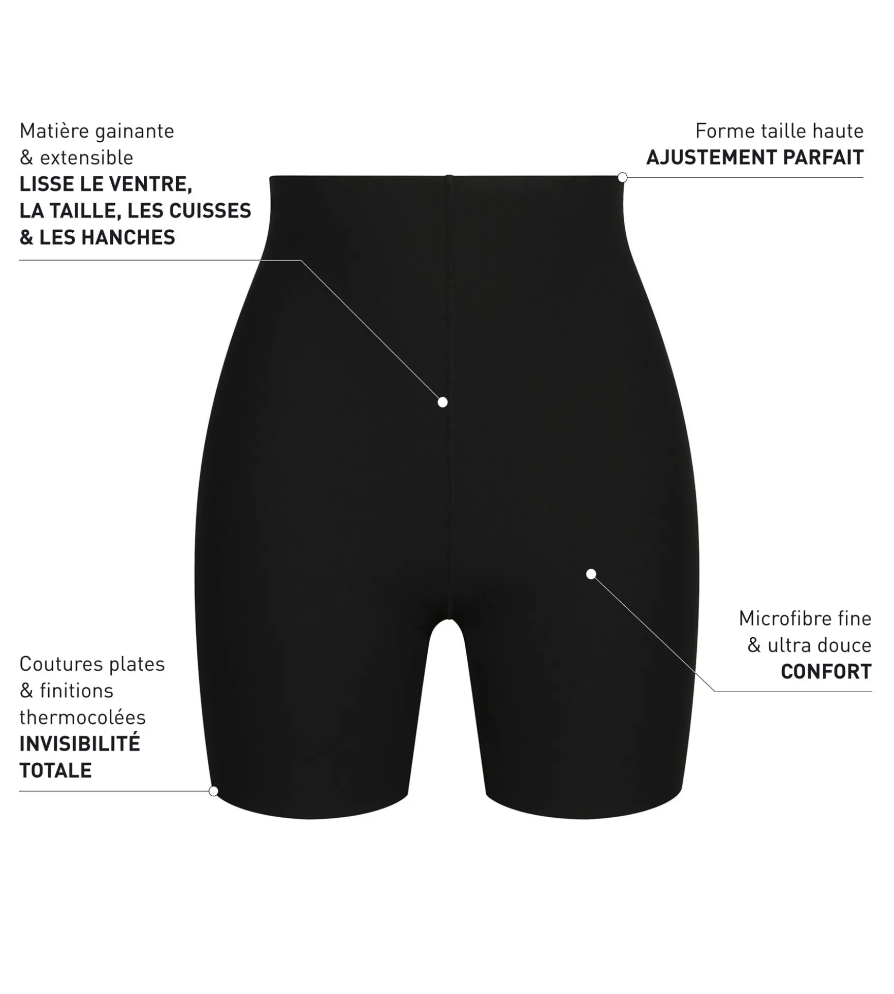 Panty gainant femme en microfibre sans couture Noir Dim Silhouette Invisible