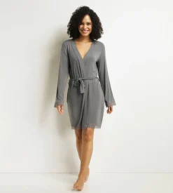 Peignoir femme Gris avec dentelle Don’t Disturb