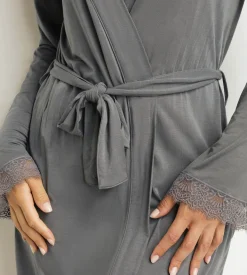 Peignoir femme Gris avec dentelle Don’t Disturb