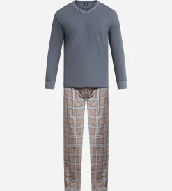 Pyjama homme pantalon en jersey gris à carreaux Dim Nightwear