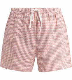 Short de pyjama femme vichy seersucker Abricot Écru Dim Nightwear