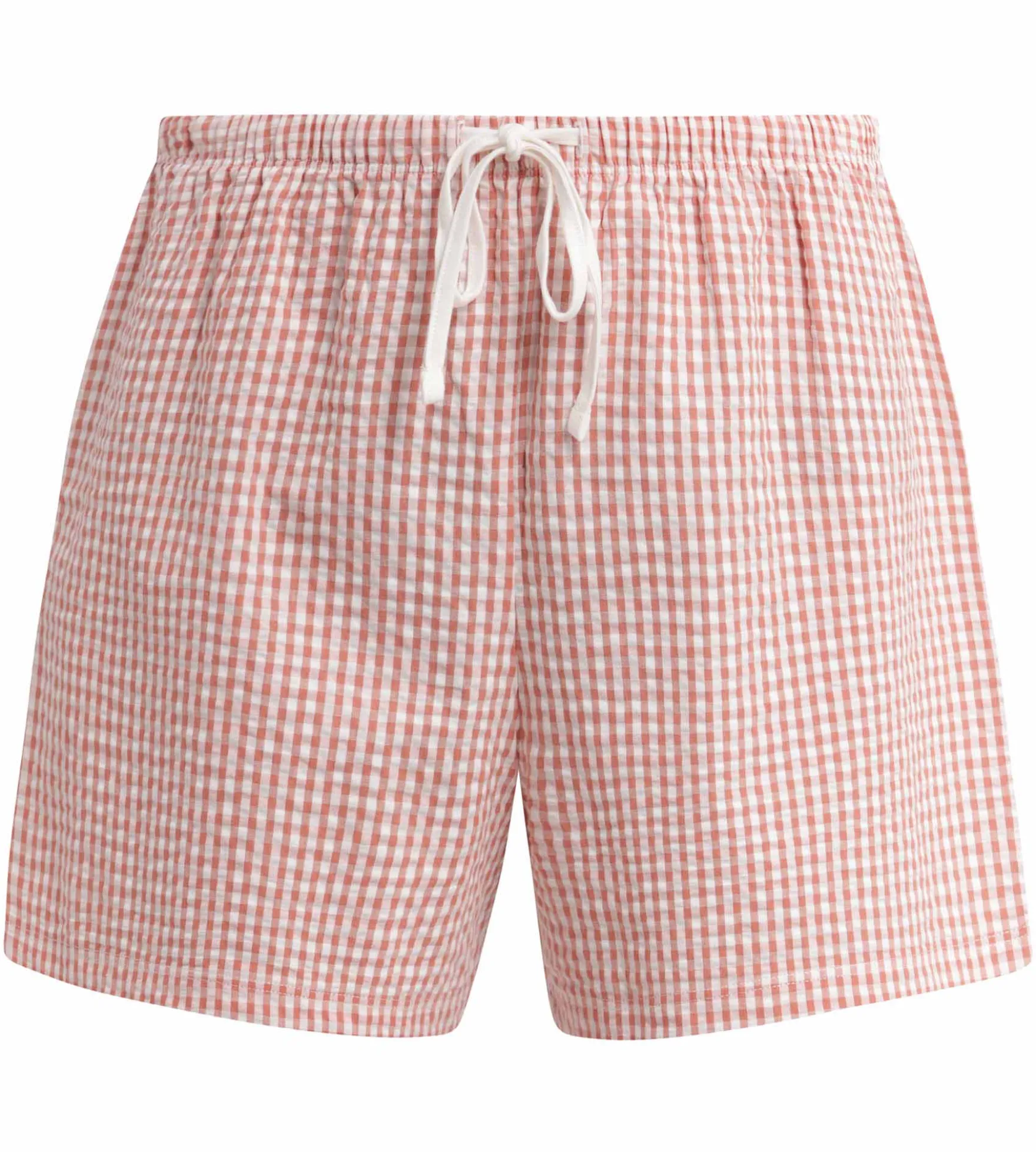 Short de pyjama femme vichy seersucker Abricot Écru Dim Nightwear