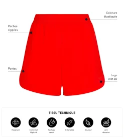 Short de sport femme en viscose orange Dim Move
