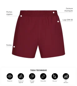 Short de sport homme en matière aérée Bordeaux Dim Move