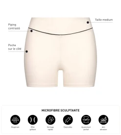 Shorty de sport pour femme en microfibre sculptante Écru Dim Move