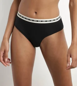 Shorty femme coton modal Noir à ceinture contrastée Dim Icons Essentiel