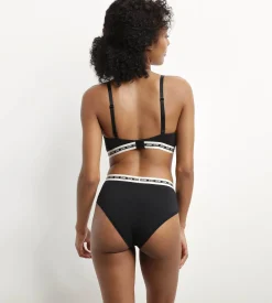 Shorty femme coton modal Noir à ceinture contrastée Dim Icons Essentiel