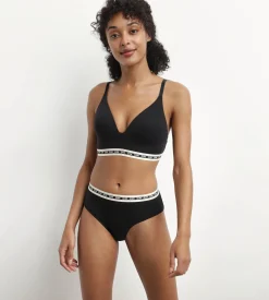 Shorty femme coton modal Noir à ceinture contrastée Dim Icons Essentiel