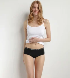 Shorty menstruel lavable en coton bio noir Flux abondant Dim Protect
