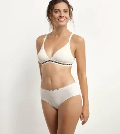 Slip femme en coton modal Beige à fine ceinture Dim Icons Essentiel