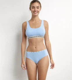 Slip femme en coton modal Bleu à fine ceinture Dim Icons Essentiel