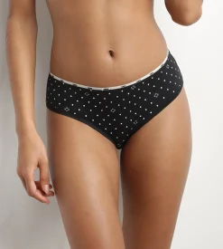 Slip femme en coton modal Noir à motif logo Dim Icons Essentiel