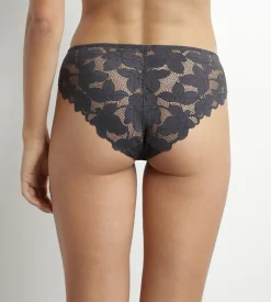 Slip femme en dentelle à grosses fleurs Gris Granit Dim Lacy