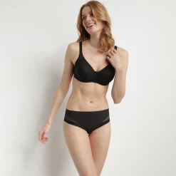 Slip femme en microfibre et tulle noir Generous de Dim