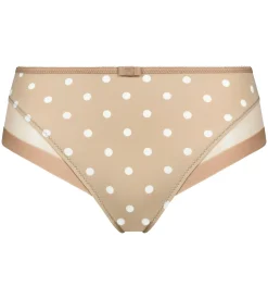 Slip femme en microfibre et tulle Beige à pois Generous