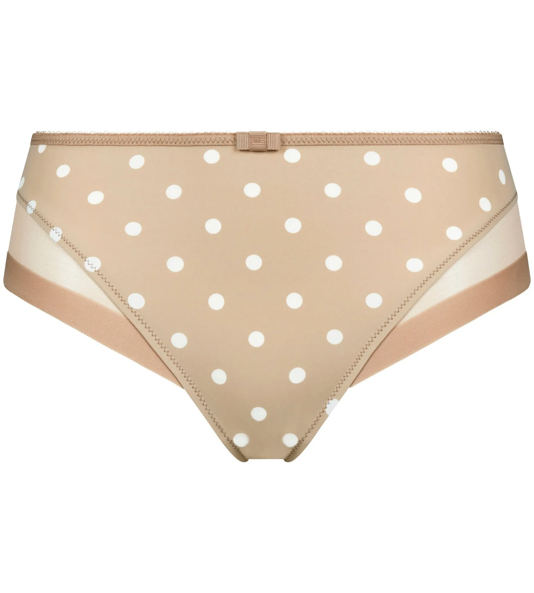 Slip femme en microfibre et tulle Beige à pois Generous