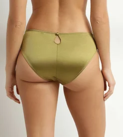 Slip femme en microfibre satinée Vert Kaki Silk Radiance