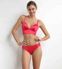 Slip femme en microfibre satinée Rouge Dim Chéri