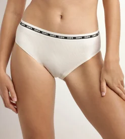 Slip femme en modal polyamide côtelée sans couture beige Dim Icons Seamless