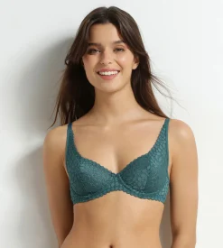 Soutien-gorge à armatures en dentelle florale vert Daily Dentelle