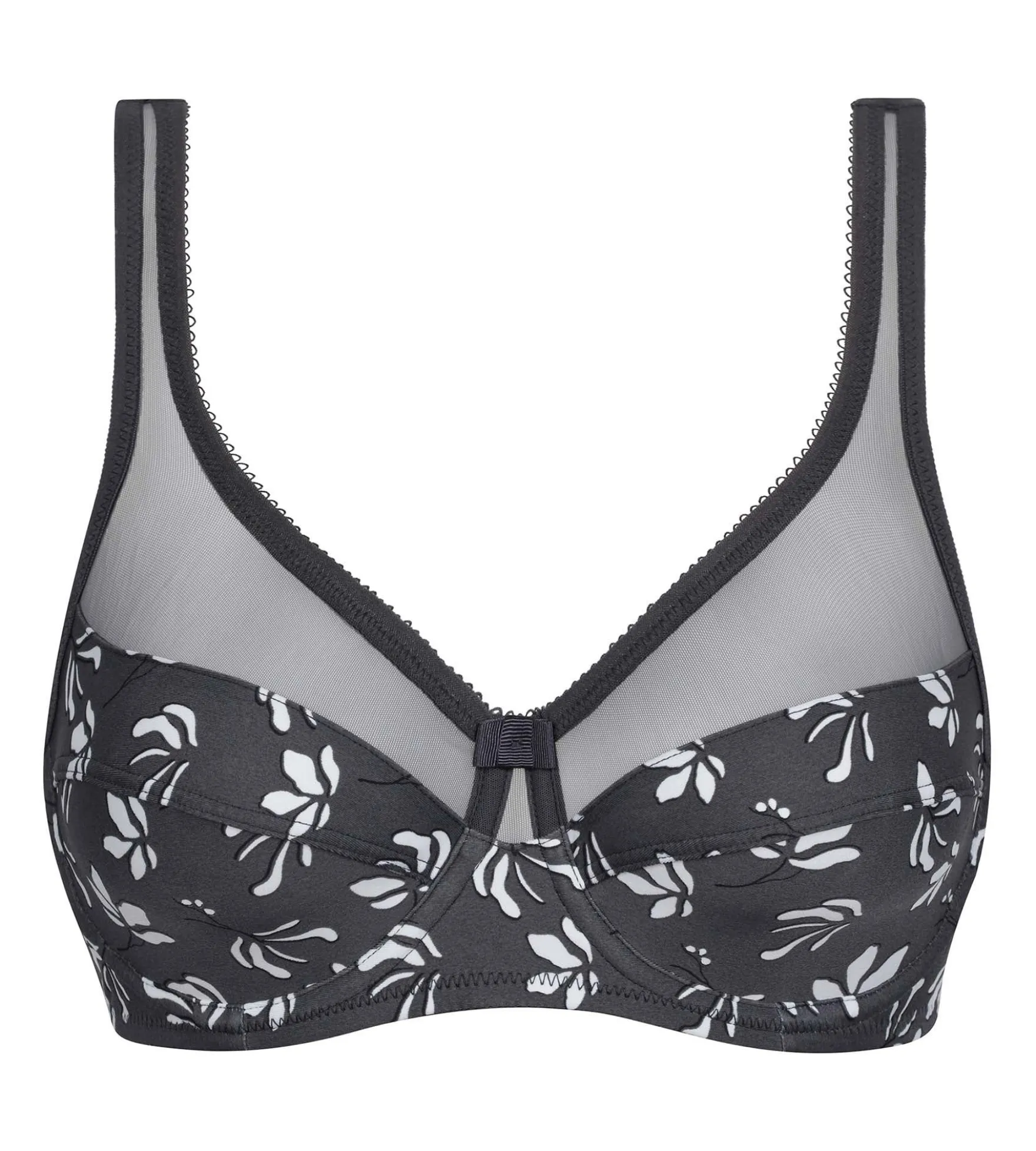 Soutien-gorge armatures microfibre florale et tulle Gris Dim Generous