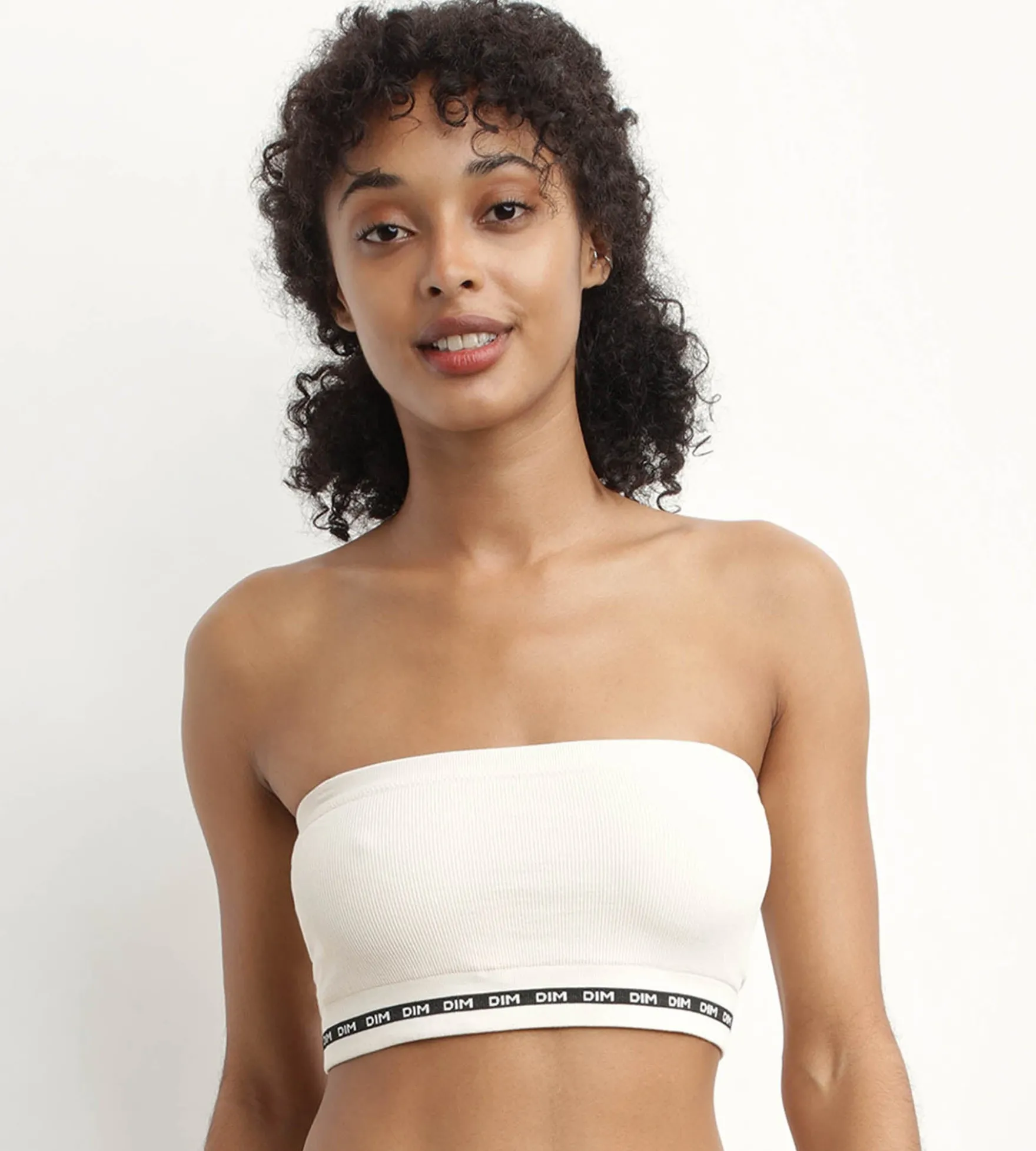 Soutien-gorge bandeau en modal polyamide Beige sans armature Dim Icons Seamless