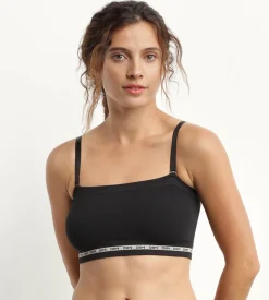 Soutien-gorge bandeau en modal polyamide Noir sans armature Dim Icons Seamless