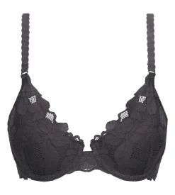 Soutien-gorge corbeille à armatures en dentelle florale Gris Dim Lacy