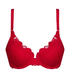 Soutien-gorge corbeille à armatures en dentelle florale Rouge Dim Lacy