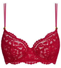 Soutien-gorge corbeille à armatures dentelle rouge Burning Eclat