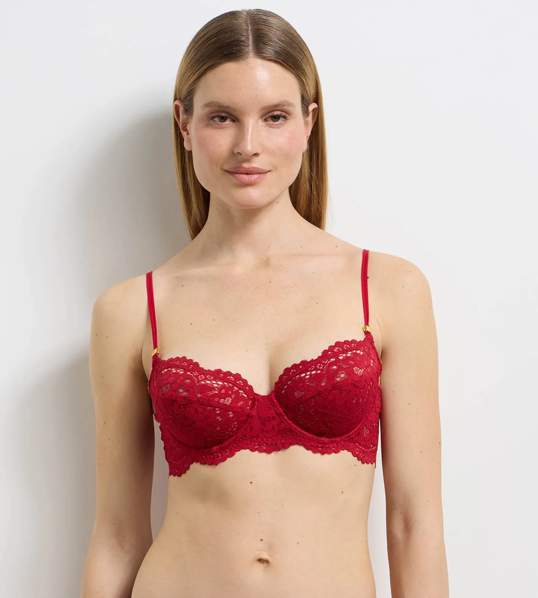 Soutien-gorge corbeille à armatures dentelle rouge Burning Eclat