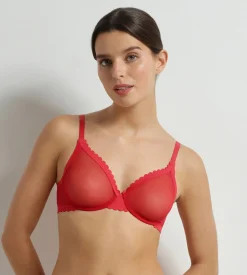 Soutien-gorge corbeille en tulle Rouge Dim Body Touch Cheeky