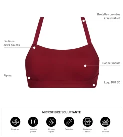Soutien-gorge de sport en microfibre sculptante Bordeaux Dim Move