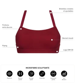 Soutien-gorge de sport en microfibre sculptante Bordeaux Dim Move