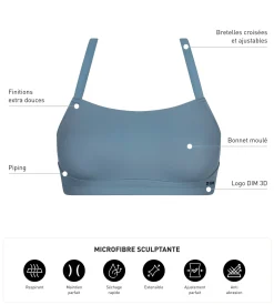 Soutien-gorge de sport en microfibre sculptante Bleu Jean Dim Move