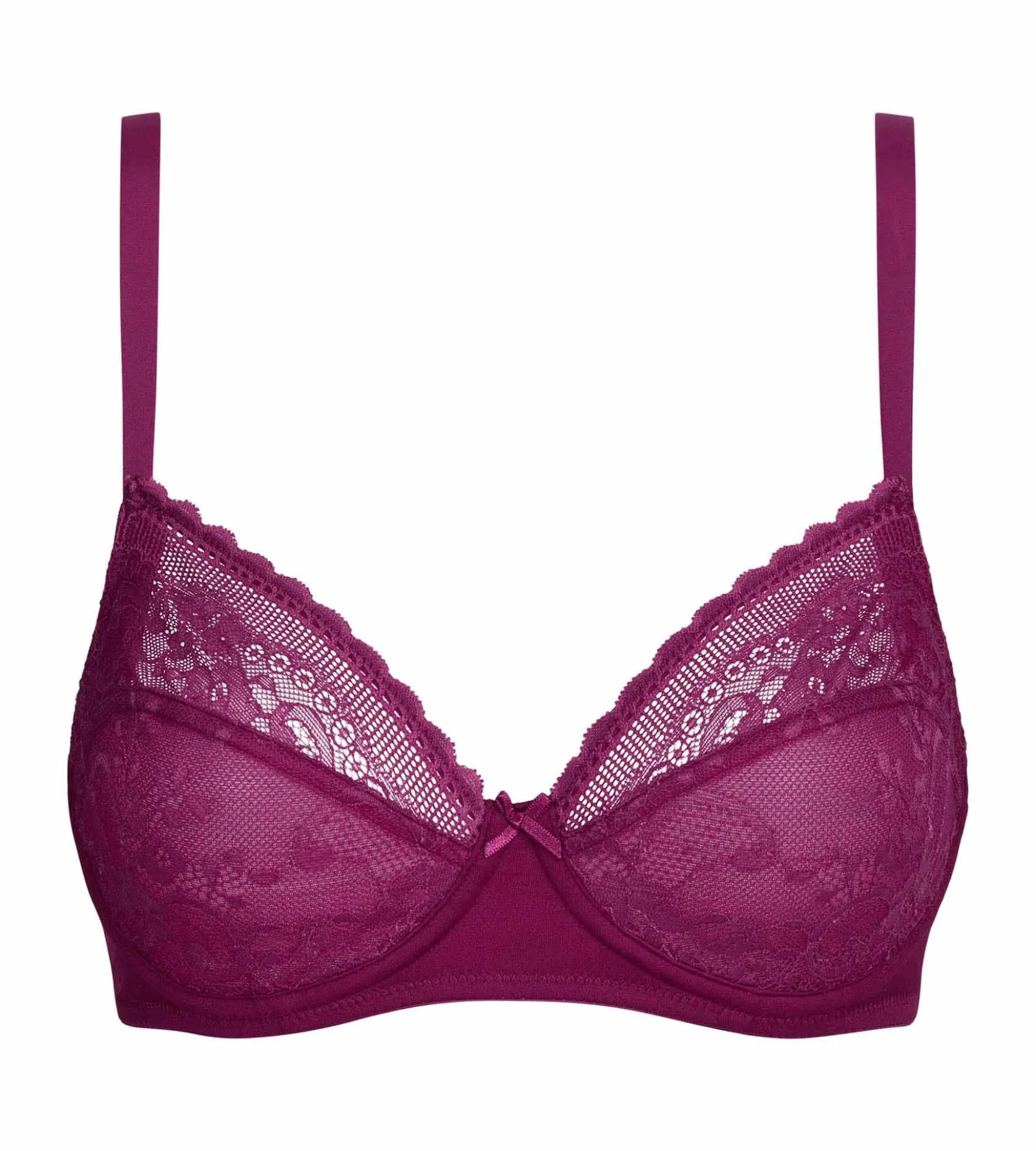 Soutien-gorge emboîtant dentelle et résille florale fruits rouges Dim Féminine