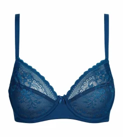 Soutien-gorge emboîtant en dentelle et résille florale bleu Dim Féminine