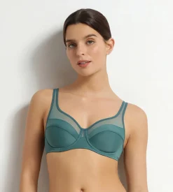 Soutien-gorge emboîtant en microfibre et tulle Vert Émeraude Generous