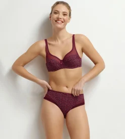 Soutien-gorge emboîtant en microfibre et tulle Rouge Marron Generous